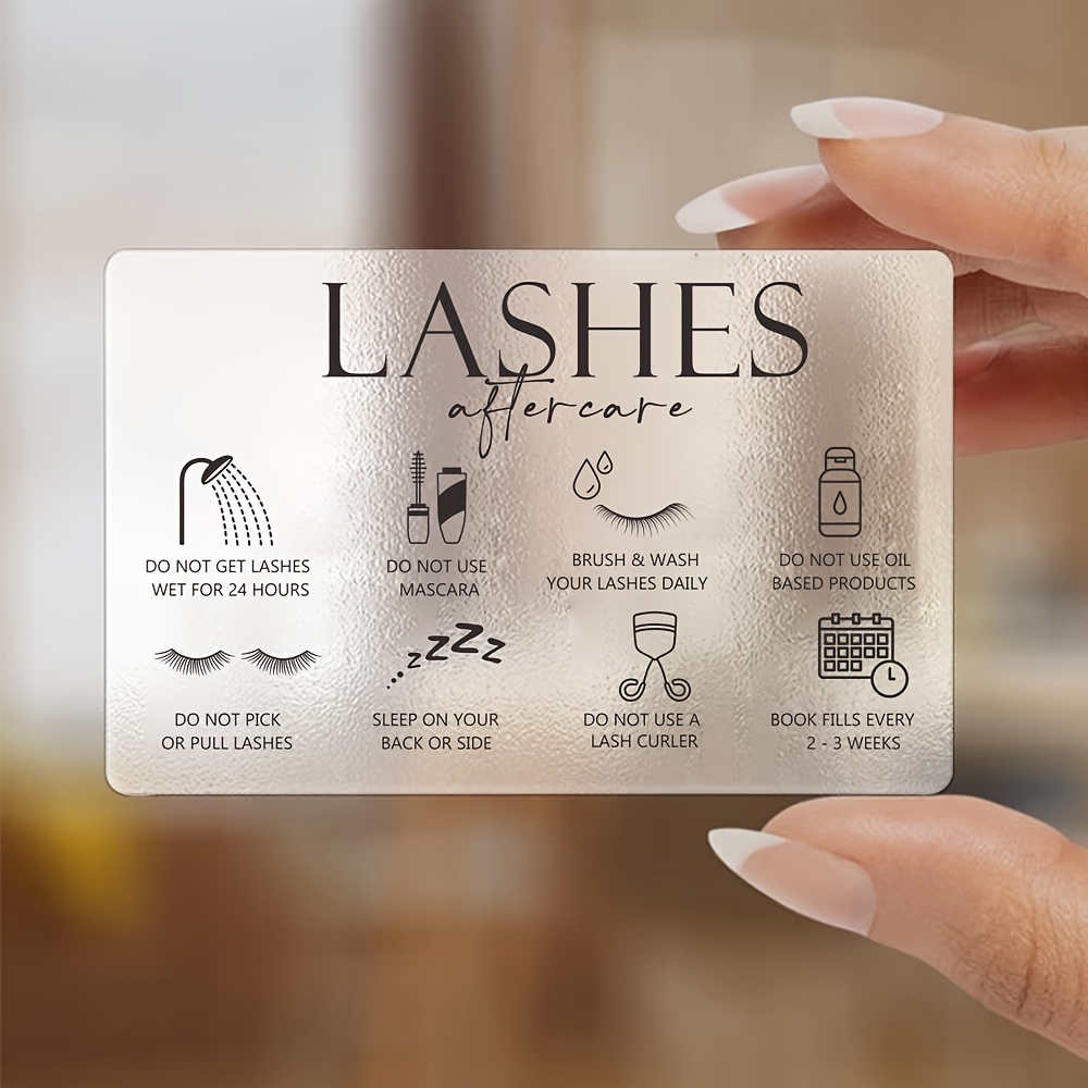 Eyelash Extension Aftercare - 50 carte trasparenti in plastica per