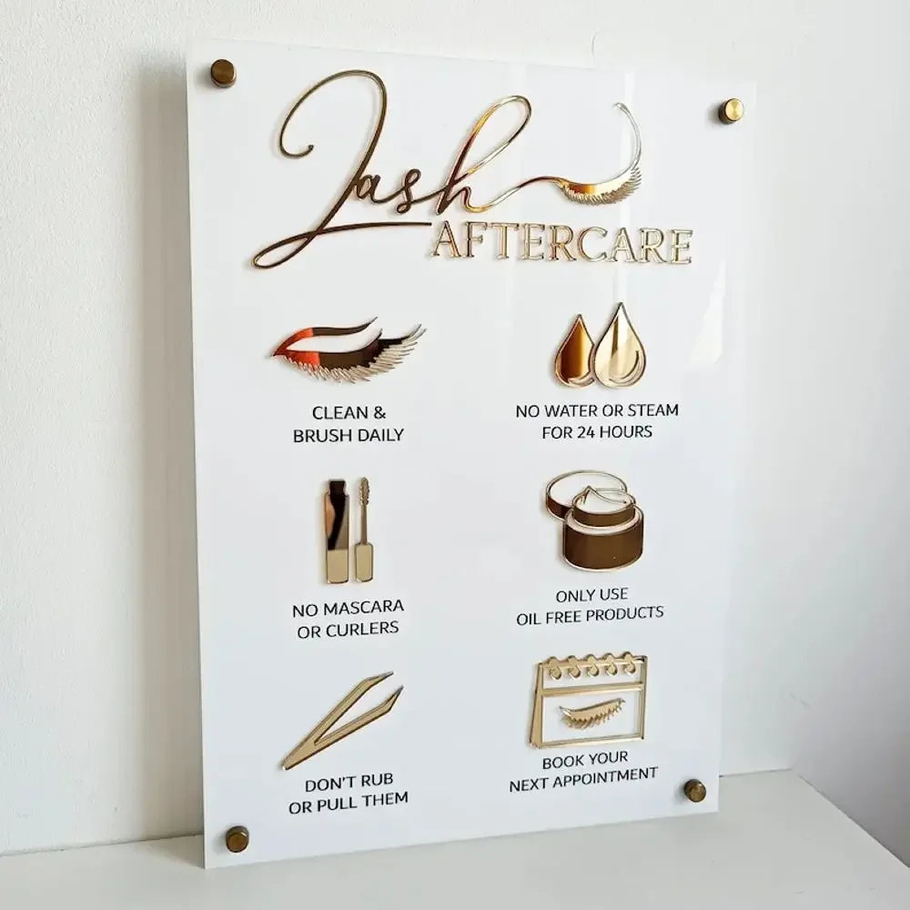 Eyelash Extension Aftercare - Cartello post-terapia per estensioni delle ciglia